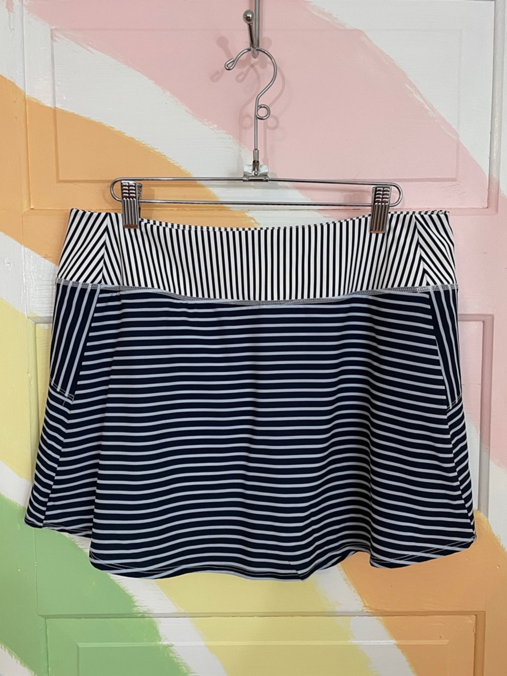 Addison Bay Navy and White Striped Skort
